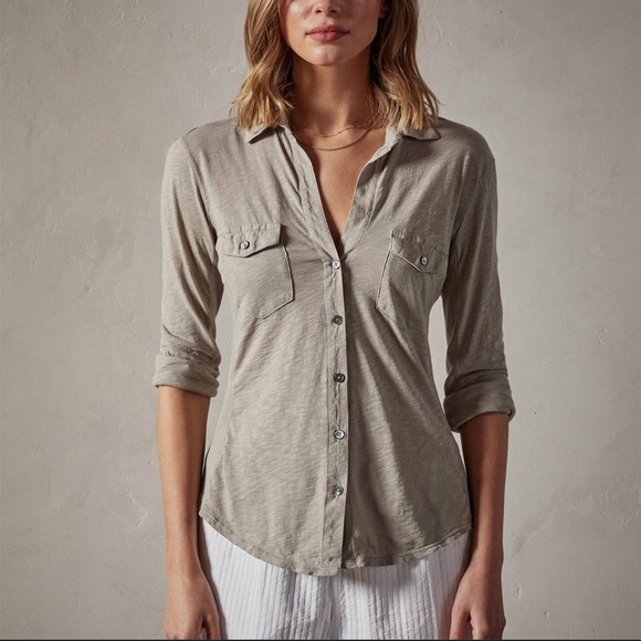 James Perse Tops - James Perse SHEER SLUB SIDE PANEL SHIRT Size 1 / Small